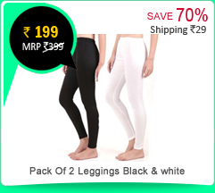 Pack Of 2 Leggings Black & white at Rs.199