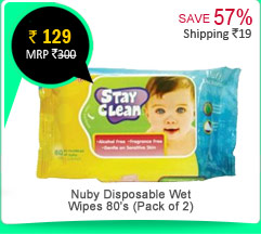 Nuby Disposable Wet Wipes 80's (Pack of 2) Rs. 129
