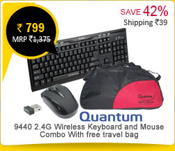 QHM 9440 2.4G Wireless Keyboard and Mouse Combo With free travel bag Rs. 799