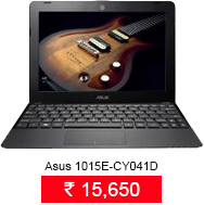 Asus 1015E-CY041D Laptop (Intel Celeron
847/2GB/320GB/DOS) (Black)