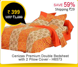 Cenizas Premium Cotton Double Bedsheet Set With 2 Pilow Cover - H6573 Rs. 399