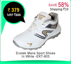 Evotek  Mens / Boys Sport Shoes In White -EKT-903 Rs. 379
