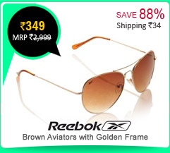 Reebok Brown Aviators with Golden Frame Rs. 349