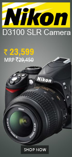 Nikon D3100 SLR Black with AF-S 18-55mm VR Kit Lens  Rs. 23,599