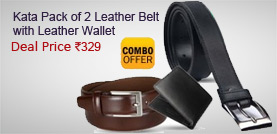 Kata Pack of 2 Leather Belt (Black & Brown) with Leather Wallet