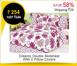 Dreamz Double Bedsheet With 2 Pillow Covers  Rs. 599