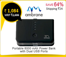 Ambrane Portable 8000 mAh Power Bank  With Dual USB Ports Rs. 1,084