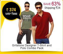 Gritstone Designer T-Shirt And Polo Combo Pack Rs. 374