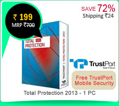 TrustPort Total Protection 2013 - 1 PC + Free TrustPort Mobile Security Rs. 199