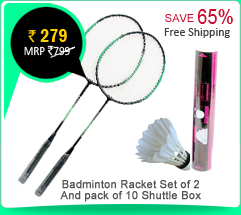 Badminton Racket Set of 2 And pack of 10 Shuttle Box Rs. 279