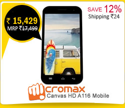 Micromax Canvas HD A116 Mobile Rs. 15,429