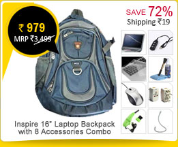 Inspire 16” Laptop Backpack With 8 Accessories Combo