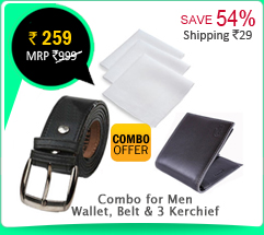 Combo For Men Wallet ,Belt & 3 Kerchief Rs. 259/- only