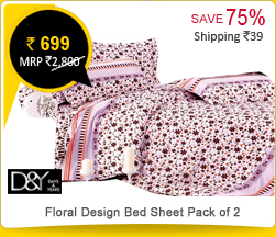 D&Y Floral Design Bed Sheet (D&Y-HF233), Pack of 2 Rs. 699/-