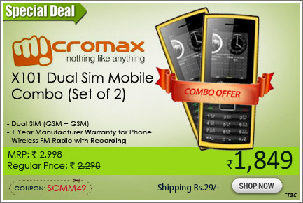 Micromax X101 Dual Sim Mobile Combo (Set of 2)