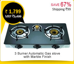 3 Burner Automatic Gas stove with Marble Finish Rs. 1,799