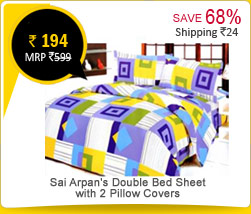 Sai Arpan's Designer Double Bed Sheet with 2 Pillow Covers Rs. 194