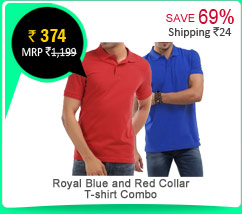 Royal Blue and Red  Collar T-shirt Combo Rs. 424