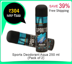 Sports Deodorant Aqua 250 ml (Pack of 2) Rs. 304