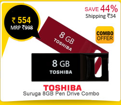 Combo of 2 Toshiba Suruga 8GB Pen Drive (Red) Rs. 554