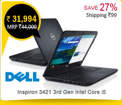 Dell Inspiron 3421 Laptop (Core i5 3rd Gen/4GB/750GB/ Ubuntu) Rs. 31,994