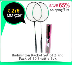 Badminton Racket Set of 2 And pack of 10 Shuttle Box