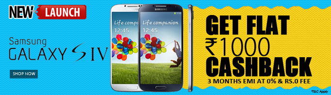 Samsung Galaxy S4 I9500 16 GB Get Rs. 1000 Cashback