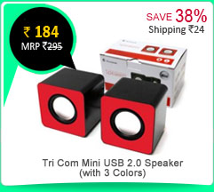 Tri Com Mini USB 2.0  Speaker (with 3 Colors) Rs. 184