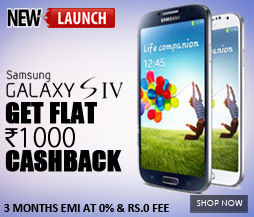 Samsung Galaxy S4 I9500  16 GB Get Rs. 1000 Cashback