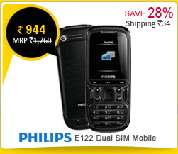 Philips E122 Dual SIM Mobile ( black ) Rs. 944