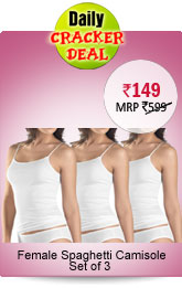 Female Spaghetti Camisole Set of 3 (Cotton - White)