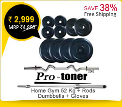 Protoner Home Gym 52 Kg + Rods + Dumbbells + Gloves