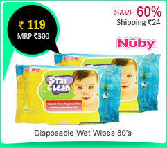 Nuby Disposable Wet Wipes 80's (Pack of 2) Rs. 119