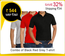 Combo of Black Red Grey JONNIE FRESH T-shirt Rs. 544