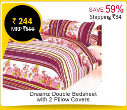 Dreamz Double Bedsheet With 2 Pillow Covers Rs. 244