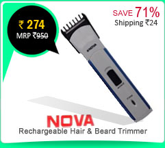 Nova Rechargeable Hair & Beard Trimmer Professional Hair Clipper (WITH REPLACEABLE BATTERY) Rs. 274