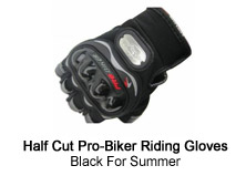 Half Cut Pro-Biker Riding Gloves Black For Summer