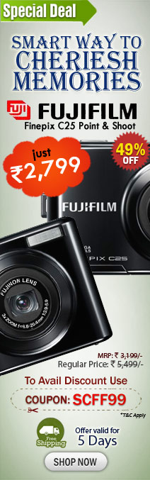 Fujifilm Finepix C25 Point & Shoot (Black) just rs 2799/- only with free shipping