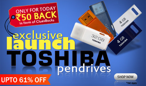 Toshiba Pendrive Flat Rs 50 cashback