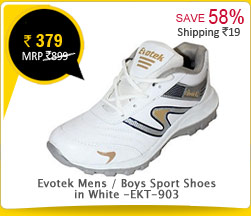 Evotek Mens / Boys Sport Shoes In White -EKT-903