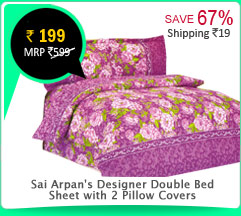 Sai Arpan's Designer Double Bed Sheet with 2 Pillow Covers