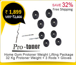 Protoner Home Gym Protoner Weight Lifting Package 32 Kg Protoner Weight + 3 Rods +  Gloves Rs. 1,899