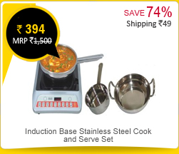 Induction Base Stainless Steel Cook and Serve Set (1 Sauce Pan + 1 Kadai + 1 Fry Pan + Scrubber)