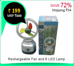 Rechargeable Fan and 8 LED Lamp Rs. 199