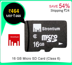 Strontium 16 GB Micro SD Card (Class 6) Rs. 464