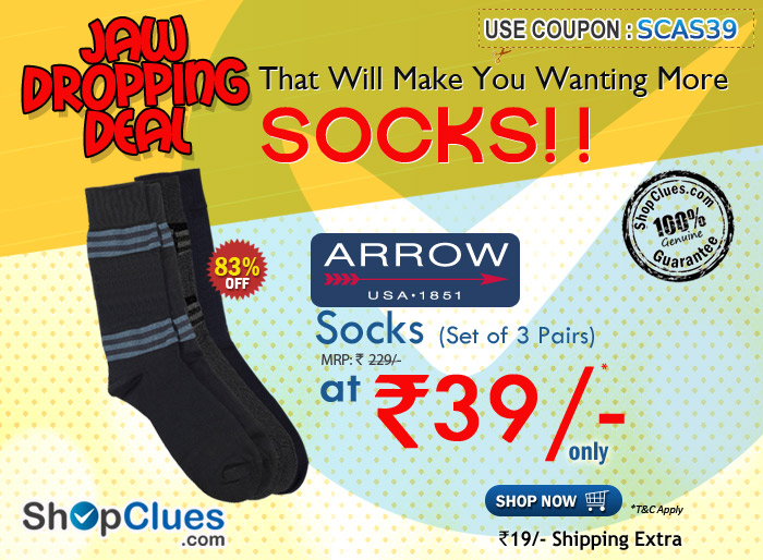 Arrow Pack of 3 Mens Socks just Rs. 39/-