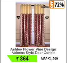 Set of 2 Ashley  Flower Vine Design Valance Style Door Curtain