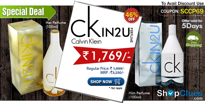 Calvin Klein CK In2u Her/Him Perfume - 100 ml just Rs. 1769/- with free shipping