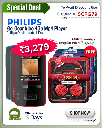 Philips Go-Gear Vibe 4Gb Mp4 Player With Philiips Oneil Headset Free just Rs. 3,279/-