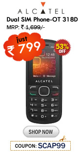 Alcatel-Dual SIM Mobile Phone-OT 318D  just Rs 799/-